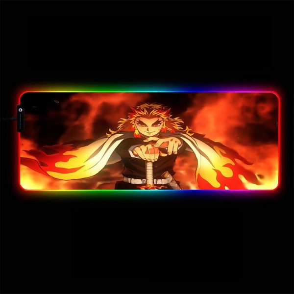 Demon Slayer: Kimetsu no Yaiba - Rengoku Fire - RGB Mouse Pad 350x250x3mm Official Anime Mousepad Merch