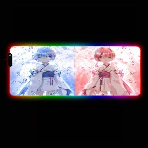 Re:Zero Sisters Design RGB Gamer Mouse Pad Large Computer Desk Mat XXL PC Gaming Mousepad 350x250x3mm Official Anime Mousepad Merch