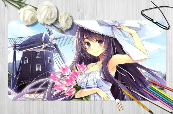 3D Flower Season Girl 3926 Anime Desk Mat YYA1215